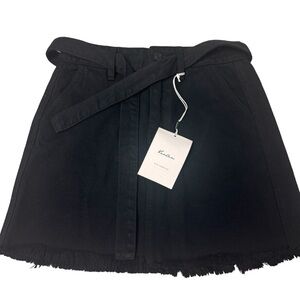 Kancan Belted mini skirt black denim